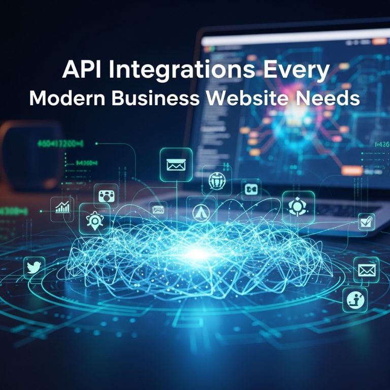 A stunning cinematic, award-winning photography shot related to API Integrations Every Modern Business Website Needs, going to use for blog