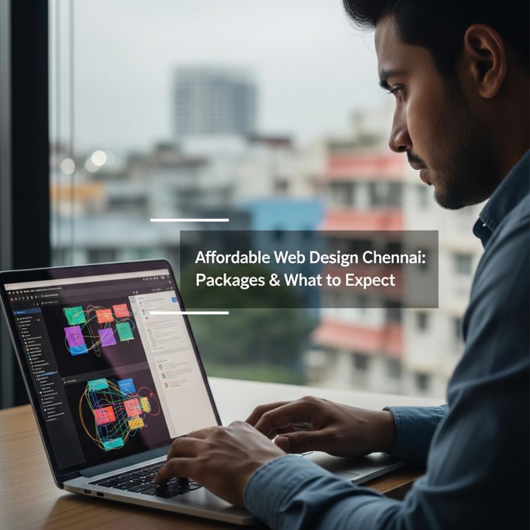 A cinematic, award-winning, realistic photography shot related to: Affordable Web Design in Chennai: Packages & What to Expect, 8k resolution, highly detailed.