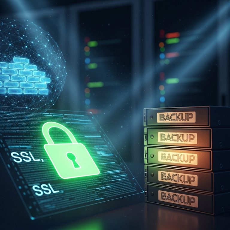 A stunning cinematic, award-winning photography shot related to Website Security Basics: SSL, Backups & Firewall Explained, going to use for blog