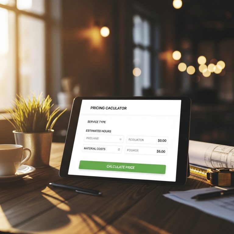 A stunning cinematic, award-winning photography shot related to A Simple Pricing Calculator for Local Business Websites, going to use for blog