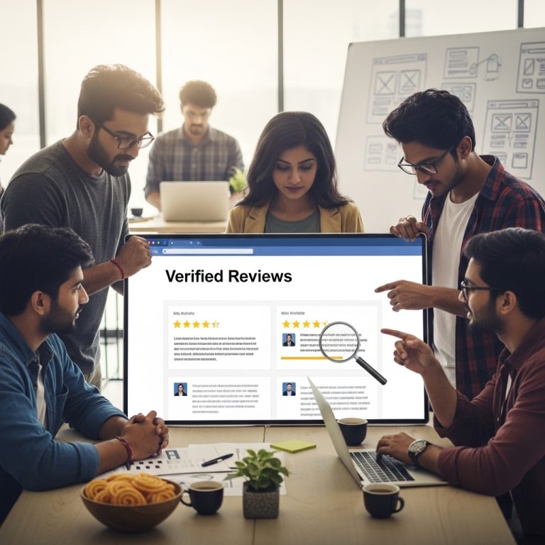 A stunning cinematic, award-winning photography shot related to Where to Find Verified Reviews of Web Designers in Chennai, going to use for blog
