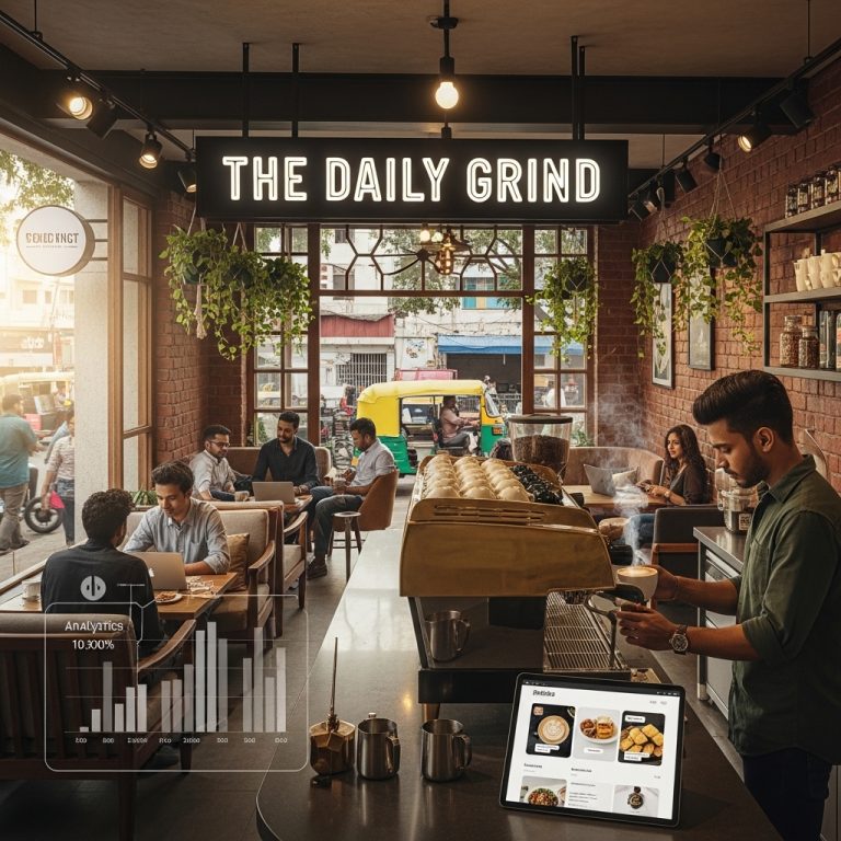 A stunning cinematic, award-winning photography shot related to Case Study: How a Chennai Cafe Increased Sales with a New Site, going to use for blog