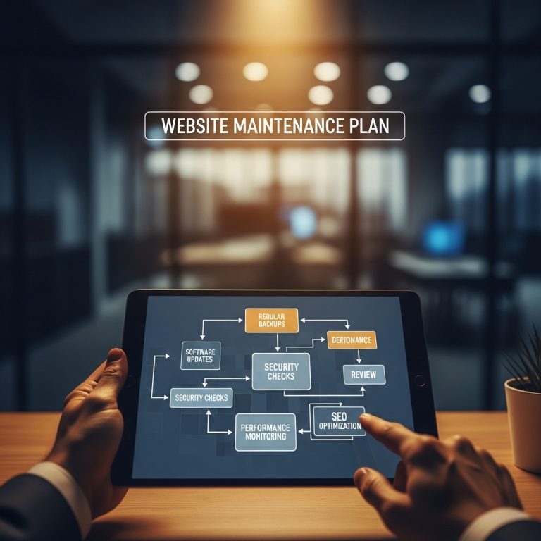 A stunning cinematic, award-winning photography shot related to How to Keep Your Website Up-to-date: Maintenance Plan Template, going to use for blog