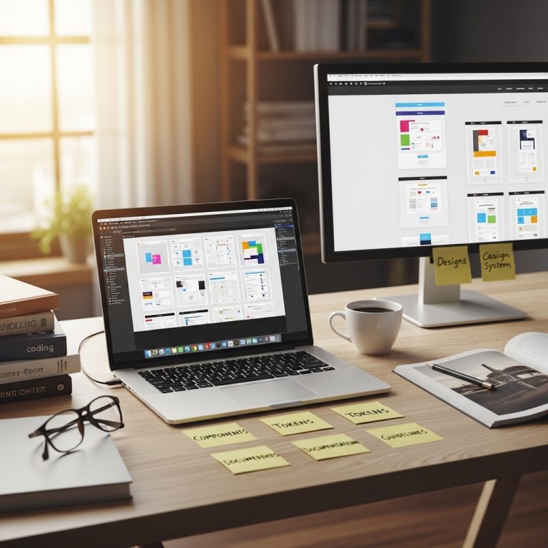A stunning cinematic, award-winning photography shot related to Creating a Scalable Design System for Growing Websites, going to use for blog