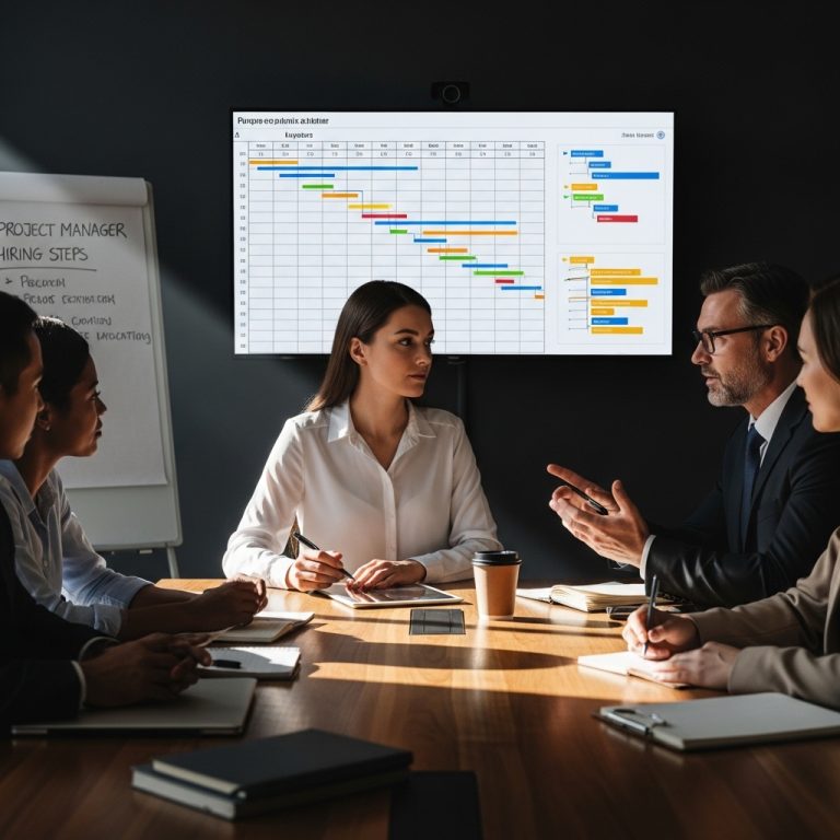 A stunning cinematic, award-winning photography shot related to How to Hire a Project Manager for Your Web Agency, going to use for blog