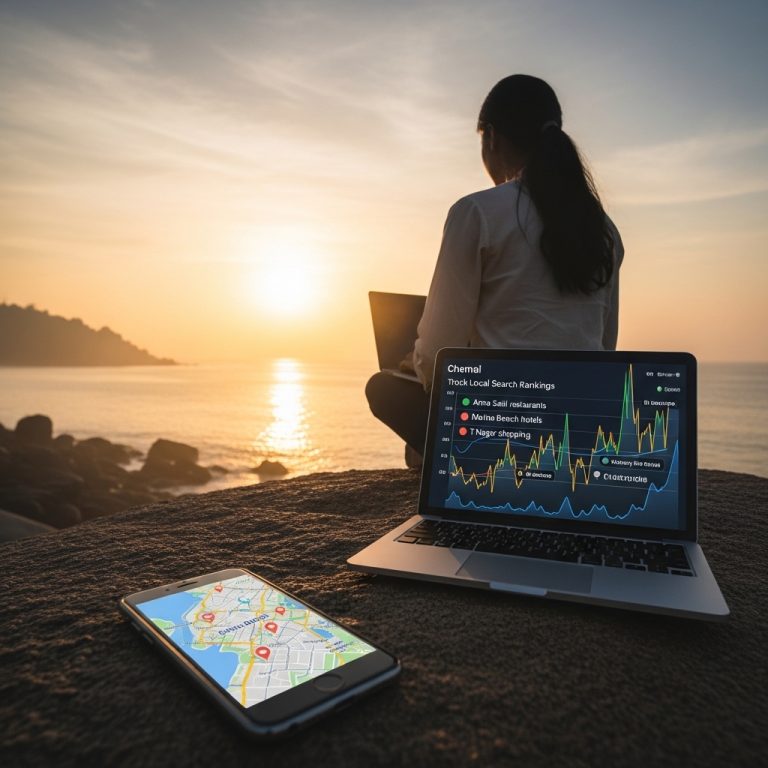 A stunning cinematic, award-winning photography shot related to How to Track Local Ranking Movements for Chennai Keywords, going to use for blog
