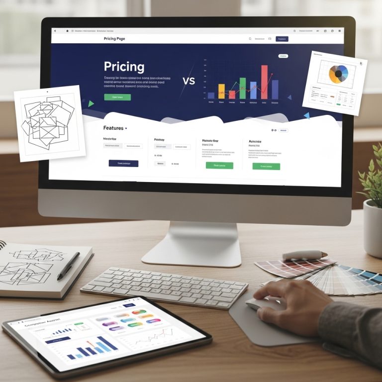 A stunning cinematic, award-winning photography shot related to How to Design Pricing Pages That Convert, going to use for blog