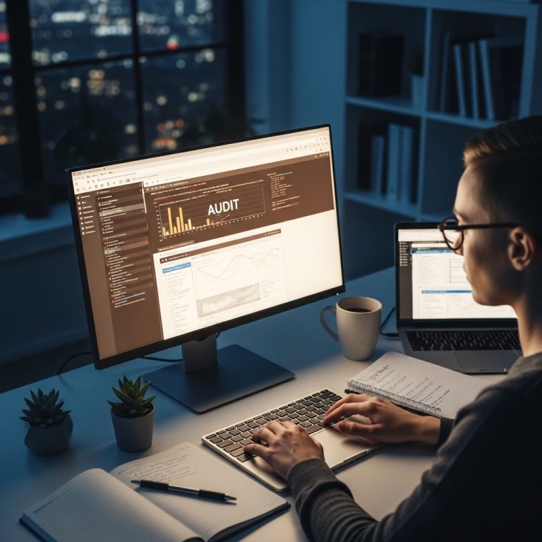 A stunning cinematic, award-winning photography shot related to How to Audit a Website Yourself: 10 Quick Checks, going to use for blog