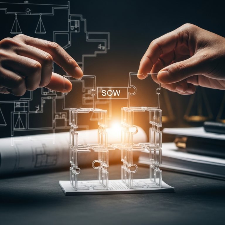 A stunning cinematic, award-winning photography shot related to How to Build SOW (Statement of Work) That Protects Both Sides, going to use for blog