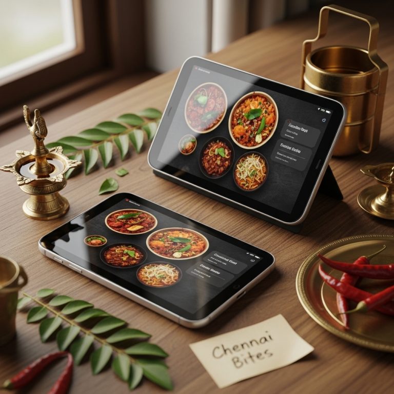 A stunning cinematic, award-winning photography shot related to Web Design for Chennai Restaurants: Menu, Booking & Delivery UX, going to use for blog