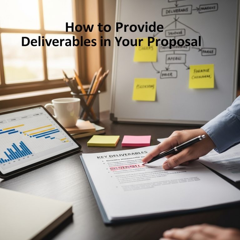 A stunning cinematic, award-winning photography shot related to How to Provide Clear Deliverables in Your Proposal, going to use for blog