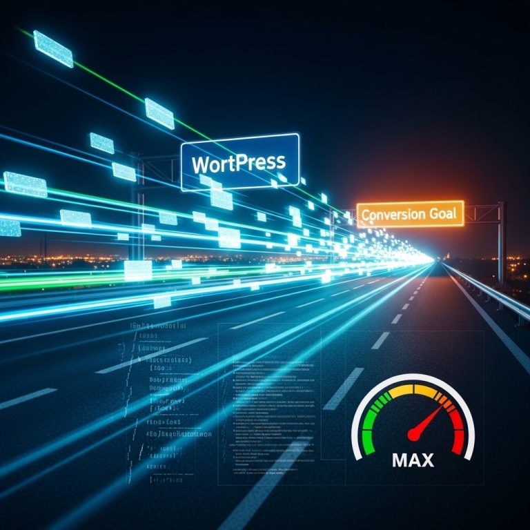 A stunning cinematic, award-winning photography shot related to WordPress Speed Optimization for Faster Conversions, going to use for blog