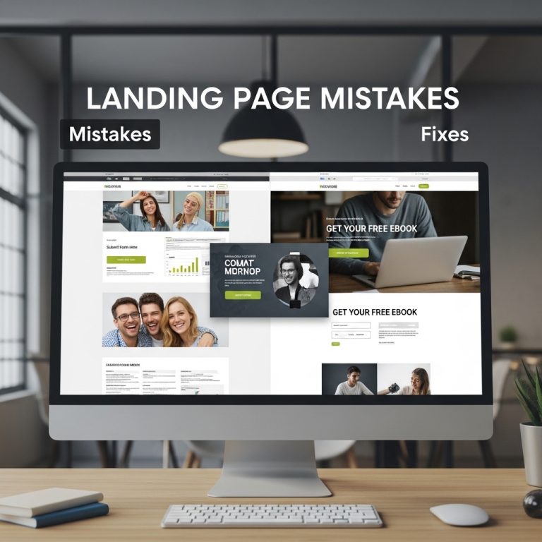 A stunning cinematic, award-winning photography shot related to Landing Page Mistakes That Kill Conversions (and Fixes), going to use for blog