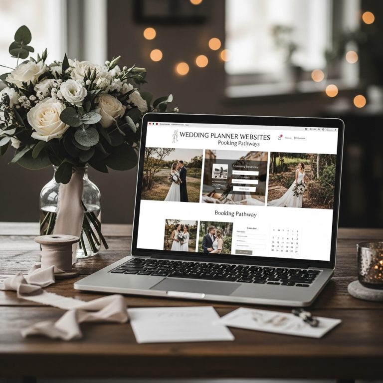 A stunning cinematic, award-winning photography shot related to Wedding Planner Websites: Portfolios & Booking Pathways, going to use for blog