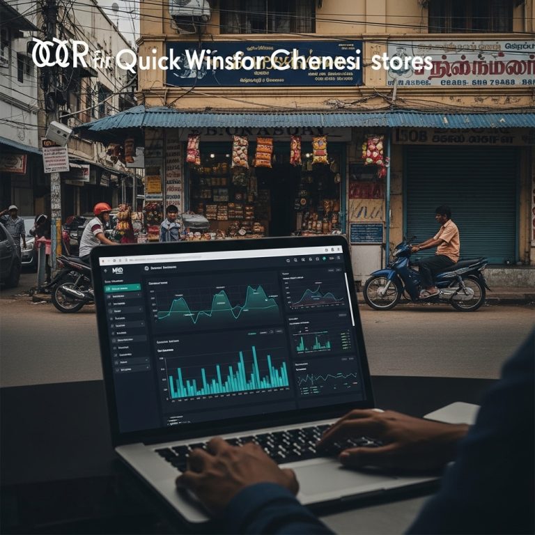 A stunning cinematic, award-winning photography shot related to CRO for Local Businesses: Quick Wins for Chennai Stores, going to use for blog