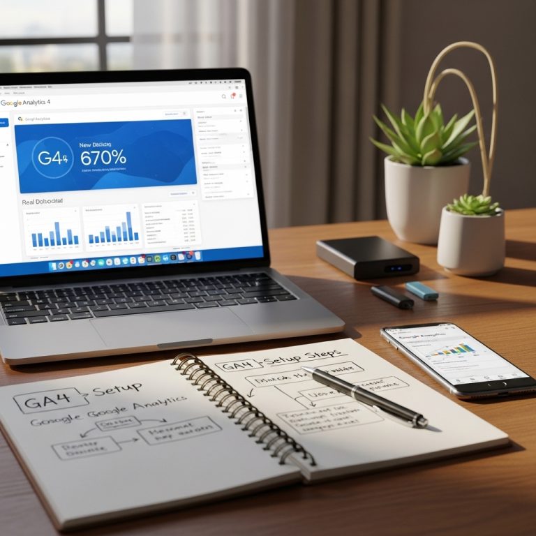 A stunning cinematic, award-winning photography shot related to How to Set Up Google Analytics 4 for Your New Website, going to use for blog