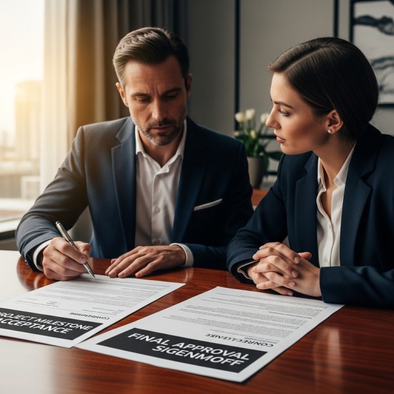 A stunning cinematic, award-winning photography shot related to Templates: Client Acceptance & Sign-off Documents, going to use for blog
