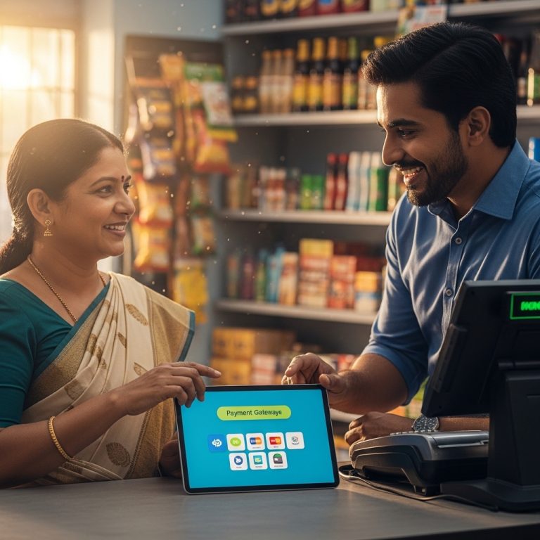 A stunning cinematic, award-winning photography shot related to How Chennai Agencies Handle Payment Gateways for Local Stores, going to use for blog