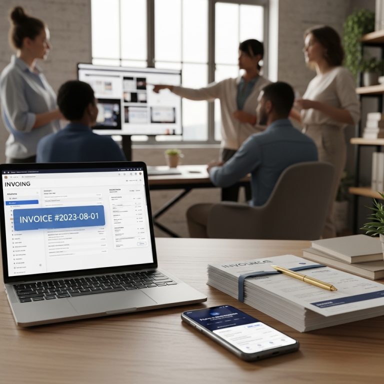 A stunning cinematic, award-winning photography shot related to Billing & Invoicing Best Practices for Web Agencies, going to use for blog