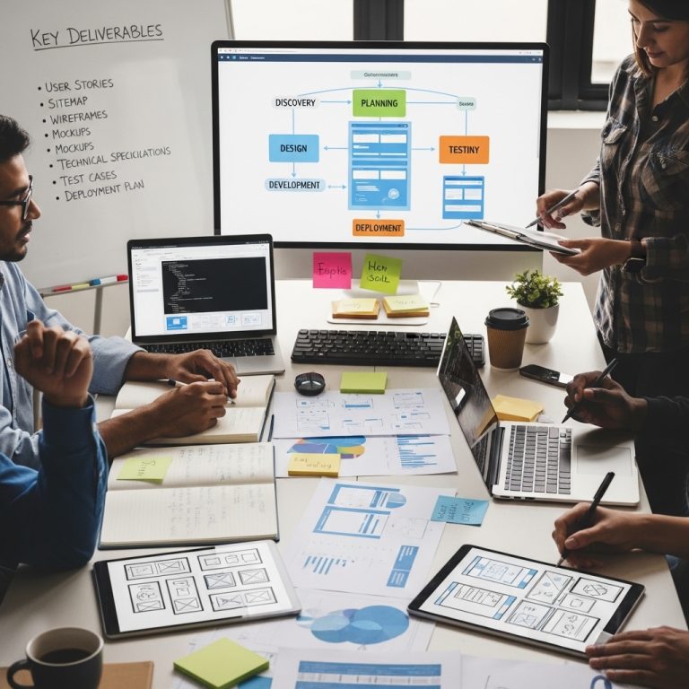 A stunning cinematic, award-winning photography shot related to How to Build Enterprise Websites: Workflow & Deliverables, going to use for blog